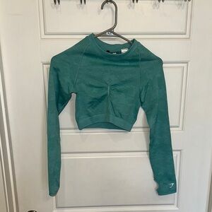 Teal Long Sleeve Crop Top